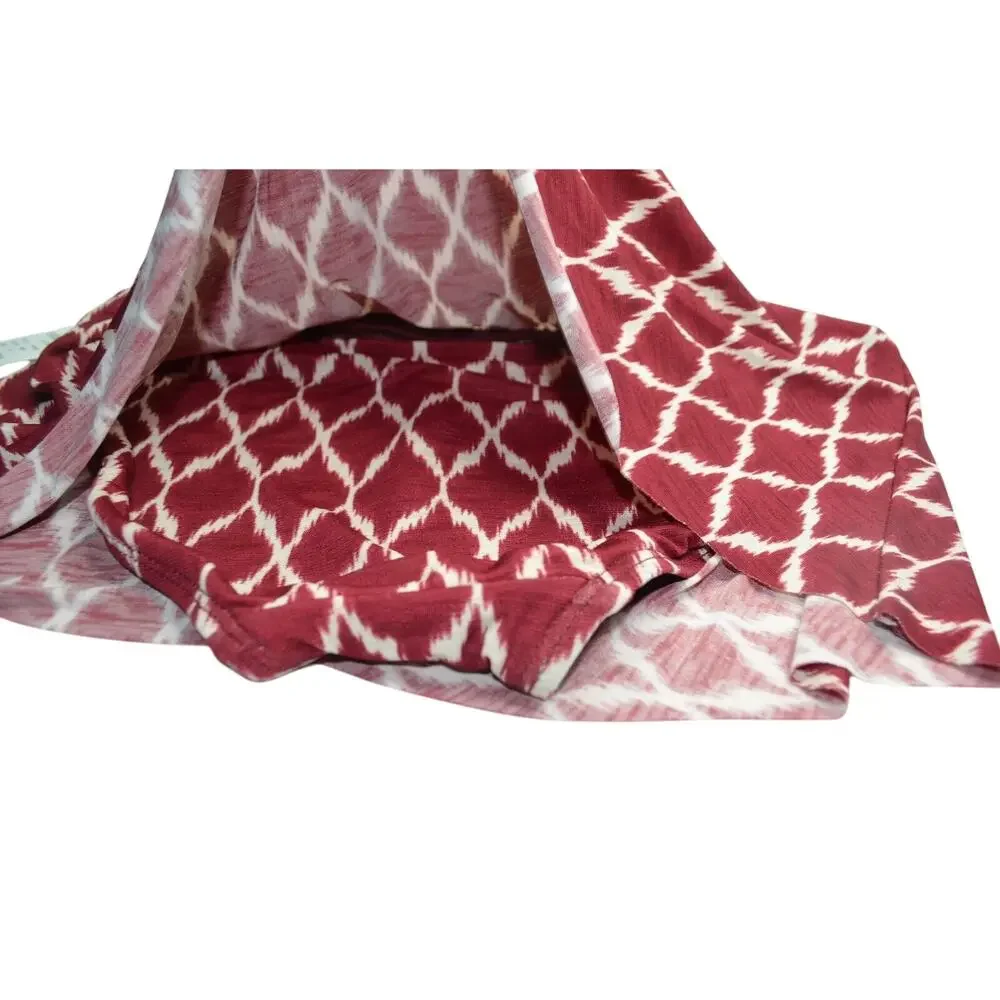 ROBIN PICCONE Women's Red & Ivory Pattern Skirted Bikini Bottoms